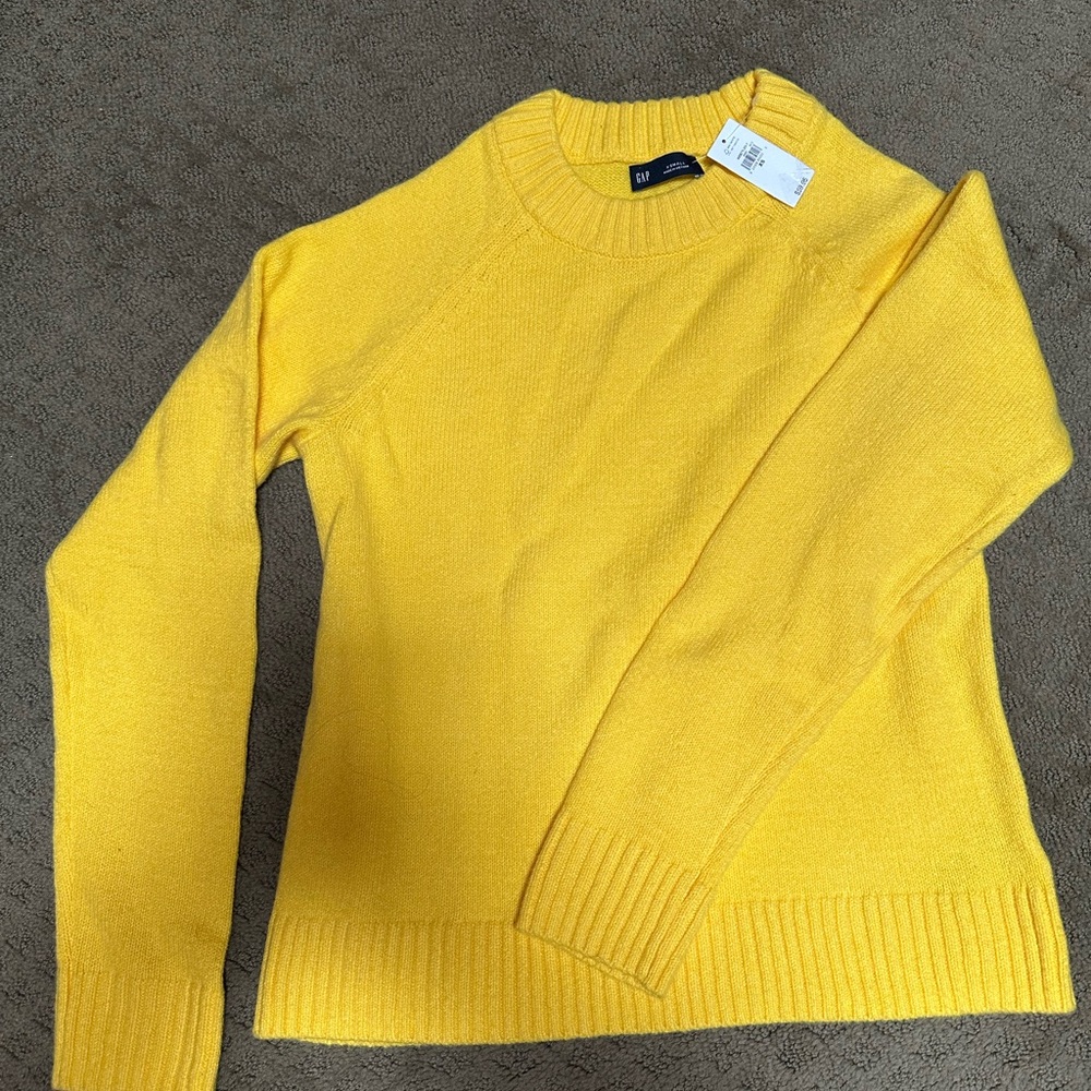 GAP Yellow Crew Neck Sweater Vibrant Knit